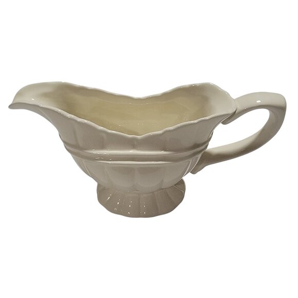 Vintage Set of 2 Art Deco Cream-Coloured Ironstone Gravy Boats - Picture 6 of 8